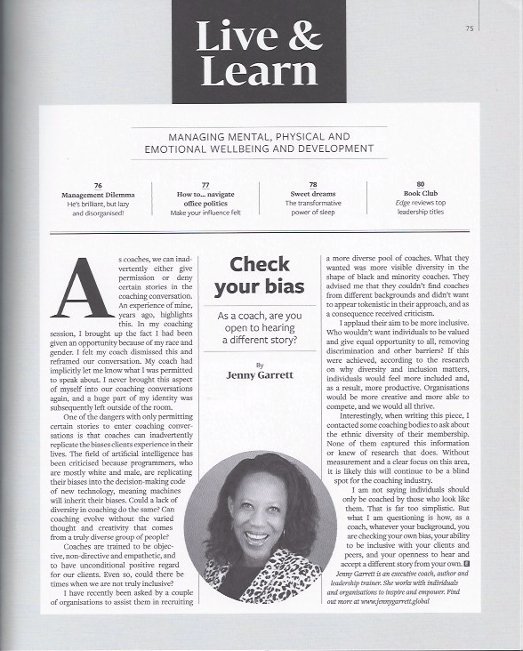 Check your bias - why coaches should check their unconscious bias - Jenny Garrett